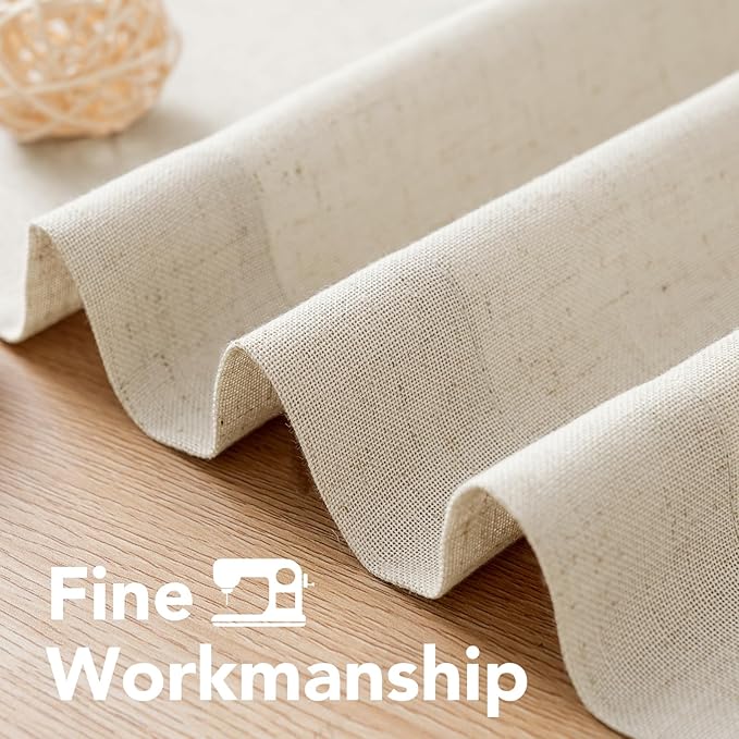 H.VERSAILTEX Living Room Linen Curtains Home Decorative Nickel Grommet Curtains Privacy Added Energy Saving Light Filtering Window Treatments Draperies for Bedroom, Ivory, 2 Panels, 52 x 63 - Inch