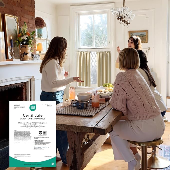 RYB HOME 100% Blackout Short Curtains for Small Window, Thermal Insulated Total Room Darkening Noise Reducing Curtains for Kitchen Bathroom Basement, 52 inches Wide by 36 inches Long, Biscotti Beige