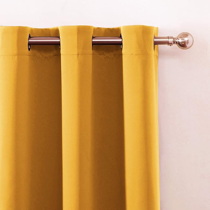 LEMOMO Yellow Blackout Curtains 34 x 63 Inch Length/Set of 2 Curtain Panels/Thermal Insulated Room Darkening Blackout Curtains for Bedroom
