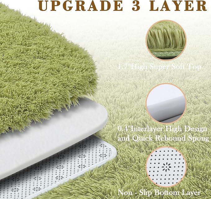 8x10 Area Rugs for Bedroom Living Room, Large Area Rug Shag Carpet Soft Plush Furry Bedside Rug, Machine Washable Area Rugs for Kids Home Decor(8 x 10, Grass Green)