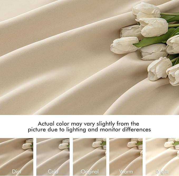 MIULEE Cream Beige Back Tab Light Blocking Curtains 104 Inch Length 2 Panels Set for Living Room Bedroom Privacy, Rod Pocket/Pinch Pleat Thermal Insulated Room Darkening Pleated Blackout Drapes