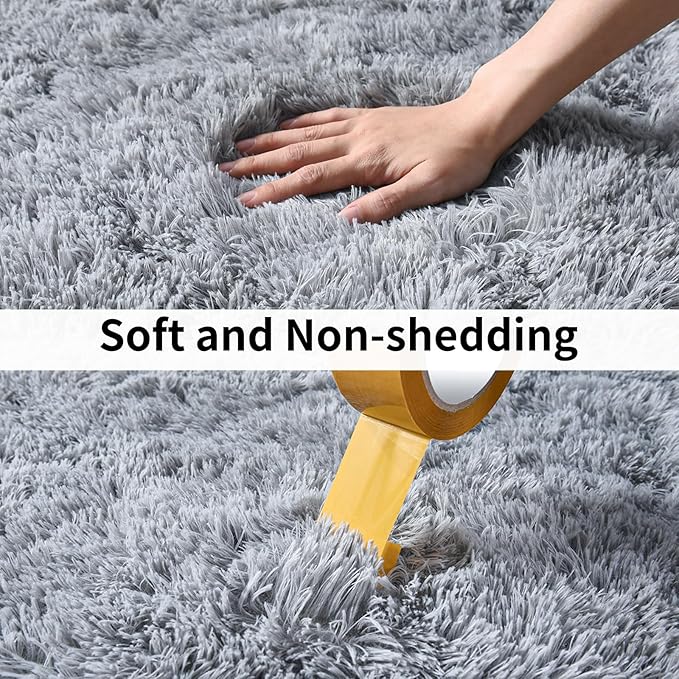 Soft Runner Rugs for Bedroom Hallways, 2x3 Grey Fluffy Shag Throw Area Rug Non Slip for Bedside Dorm, Long Shaggy Furry Carpet for Nursery Living Room