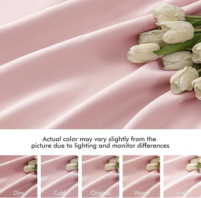 MIULEE Baby Pink Back Tab Blackout Curtains 72 Inch Length 2 Panels Set for Living Room Bedroom Privacy, Rod Pocket/Pinch Pleat Thermal Insulated Room Darkening Pleated Light Blocking Drapes