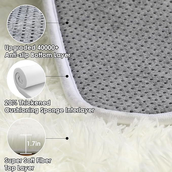 ONASAR Cream White Area Rugs for Bedroom Living Room, Fluffy 4x6 Indoor Bedside Floor Throw Rug, Soft Plush Shaggy Carpet for Nursery Kids Girls Boys Teen Dorm Home Office Decor Aesthetic