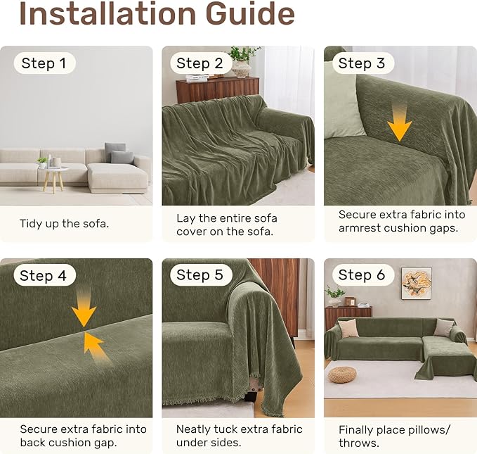Sectional Couch Covers, 2 Pieces Washable L Shaped Couch Covers Sofa Blanket for Dogs Pet Friendly Sectional Sofa Slipcovers Furniture Covers,71"x 110"+ 71"x 118",(X-Large,Green)