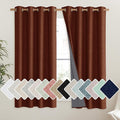 NICETOWN 100% Absolutely Blackout Linen Curtains with Thermal Insulated Liner, 52" Wide, 2 Panels, 63" Long Drapes, Grommet Retro Burnt Orange Linen Curtains Vertical Drapes Privacy for Bedroom