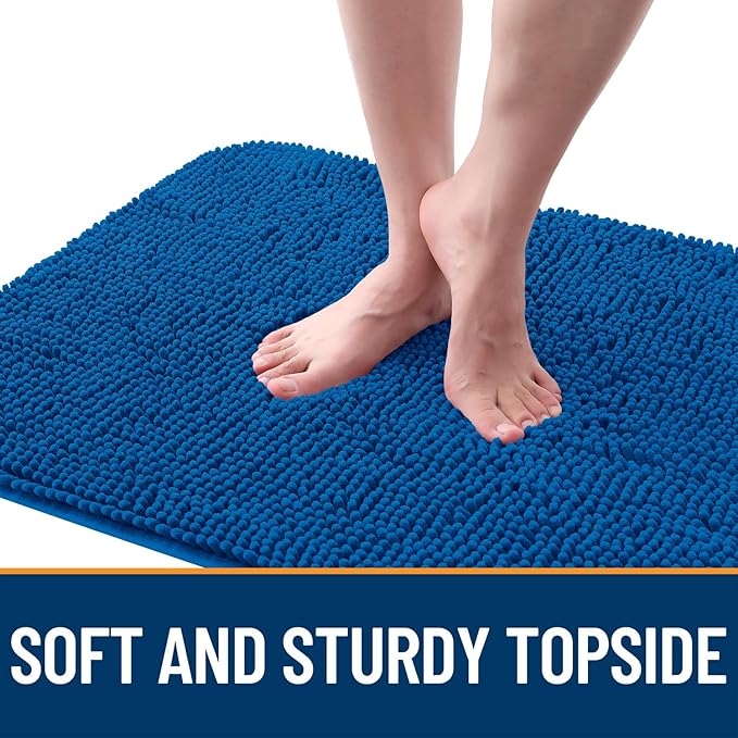 OLANLY Dog Door Mat for Muddy Paws 70x35, Absorbs Moisture and Dirt, Absorbent Non-Slip Washable Doormat, Quick Dry Chenille Mud Mat, Entry Indoor Entryway Carpet for Inside Floor, Deep Navy Blue