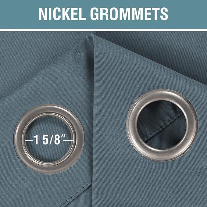 H.VERSAILTEX Blackout Patio Curtains 100 x 108 Inches for Sliding Door Extral Wide Blackout Curtain Panels Thermal Insulated Room Divider - Grommet Top, 9' Tall by 8.5' Wide - Stone Blue