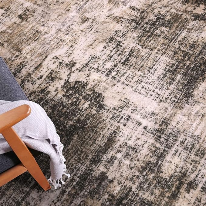 IOHOUZE Abstract Runner Rug 3x12 Ft Washable Runners for Hallways, Non Slip Kitchen Runner Printed Faux Wool Entryway Runner Indoor, Modern Abstract Floor Carpet for Hall Kitchen, Brown/Rust