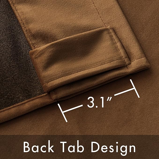 MIULEE Velvet Curtains 108 inches - Luxury Blackout Curtains for Bedroom Living Room Thermal Insulated Super Soft Window Drapes Rod Pocket & Back Tab, Brown, W52 x L108 inches, 2 Panels