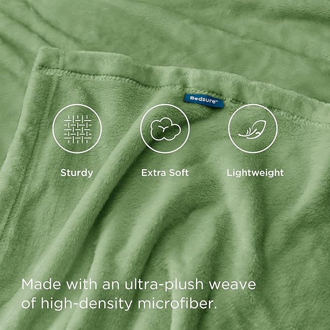 Bedsure GentleSoft Fleece Blanket Twin Size Green - 300GSM Lightweight Plush Fuzzy Cozy Soft Warm Blanket for Bed, Sofa, Couch, Travel, Camping, Emerald, 60x80 inches