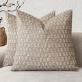Foindtower Set of 2 Decorative Vintage Floral Print Throw Pillow Covers Neutral Modern Farmhouse Cushion Covers Boho Home Decor for Sofa Chair Couch Bedroom Living Room,18×18 Inch,Tan Taupe
