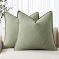 MIULEE Decorative Linen Euro Sham Pillow Covers 24x24 Sage Green Boho Farmhouse Neutral Spring Couch Throw Pillows for Bed Pack of 2 Accent Modern Pillowcase Summer Sofa Livingroom Home Decor