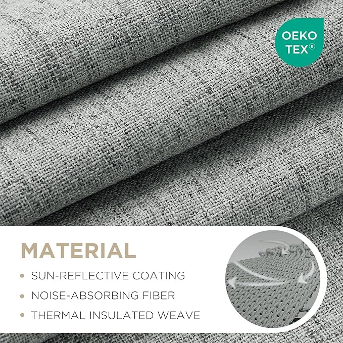 Joydeco Blackout Curtains for Bedroom - 108 Inch Long 100% Light Blocking 2 Panels Light Grey Drapes, Thermal Insulated Room Darkening Curtains, Linen Textured for Living Room, Rod Pocket & Back Tabs