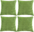 Fancy Homi 4 Packs Boho Lime Green Decorative Throw Pillow Covers 20x20 Inch for Couch Bed Sofa, Rustic Modern Farmhouse Home Decor, Soft Plush Corduroy Square Cute Cushion Case 50x50 cm