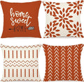 YCOLL Fall Pillow Covers 18x18 Set of 4, Modern Sofa Throw Pillow Cover for Fall Decor, Decorative Outdoor Linen Fabric Pillow Case for Couch Bed Car, Burnt Orange