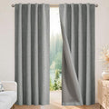 Joydeco Blackout Curtains for Bedroom - 63 Inch Long 100% Light Blocking 2 Panels Light Grey Drapes, Thermal Insulated Room Darkening Curtains, Linen Textured for Living Room, Rod Pocket & Back Tabs
