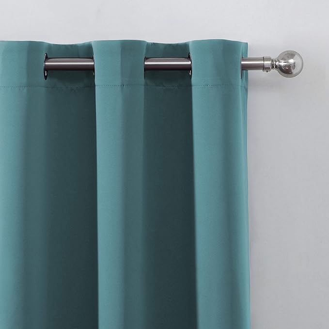 LEMOMO Blackout Curtains 66 x 95 inch/Sea Teal Curtains Set of 2 Panels/Thermal Insulated Room Darkening Bedroom Curtains
