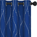 Deconovo Blackout Curtains, 42 x 108 Inch Long Drapes for Sliding Door, Wave Dot Silver Print, Soundproof Thermal Insulated Curtain for Bedroom Living Room, Set of 2, Machine Washable, Royal Blue