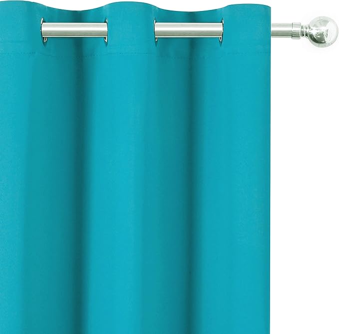 LEMOMO Teal/Turquoise Kids Blackout Bedroom Curtains/52 x 63 Inch/Set of 2 Panels Thermal Insulated Living Room Curtains