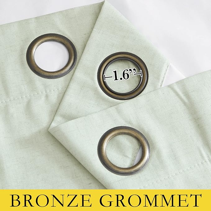 NICETOWN Sage Green Short Kitchen Linen Blackout Curtains 48 inches Length for Kitchen, 52" Wide, Pair of Thermal Insulated & Energy Efficiency Drapes for Windows, Lined Linen Flax Window Dressing