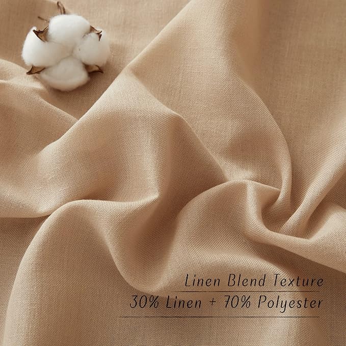 NICETOWN Taupe Linen Curtains for Bedroom, Thick Flax Privacy Added Light Filtering Casual & Rustic Semi Sheer Curtains & Drapes Light Filtering for Kitchen/Cafe, W55 x L54, 2 Panels
