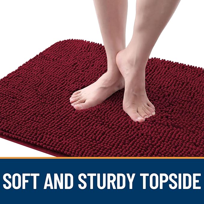 OLANLY Dog Door Mat for Muddy Paws 32x20, Absorbs Moisture and Dirt, Absorbent Non-Slip Washable Doormat, Quick Dry Chenille Mud Mat for Dogs, Entry Indoor Entryway Carpet for Inside Floor, Burgundy