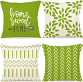 YCOLL Pillow Covers 16x16 Set of 4, Modern Sofa Throw Pillow Cover, Decorative Outdoor Linen Fabric Pillow Case for Couch Bed Car, Sage Green