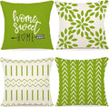 YCOLL Pillow Covers 18x18 Set of 4, Modern Sofa Throw Pillow Cover, Decorative Outdoor Linen Fabric Pillow Case for Couch Bed Car, Sage Green