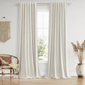 Guken 102 Inches Extra Long Boho 100% Blackout Linen Curtains 2 Panels Set for Living Room Bedroom Back Tab Thermal Insulated Black Out High End Drapes Room Darkening Window Curtain
