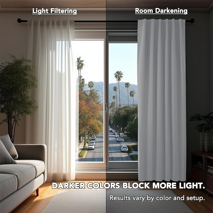 Deconovo Room Darkening Curtains, Thermal Insulated Noise-Reducing Window Panels for Bedroom, Living Room and Home Office, 2 Panels, Pure White, 52W x 63L Inch