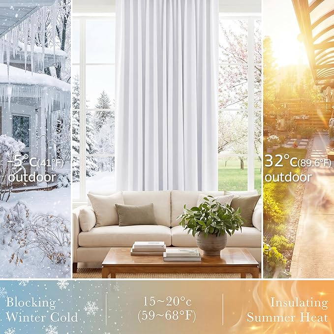PONY DANCE 50% Light Filtering Room Darkening Curtains for Small Winow Lower Portion Decor Energy Saving Drapes for Kitchen Bedroom Bathroom Downstairs Window, W 29 x L 30, Pure White, 2 Panels