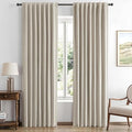 MIULEE 100% Blackout Linen Curtains for Bedroom, Stone Solid Luxury Decor Thermal Insulation Room Darkening Drapes for Living Room Nursery Back Tab Rod Pocket 42 x 72 Inches, 2 Panels