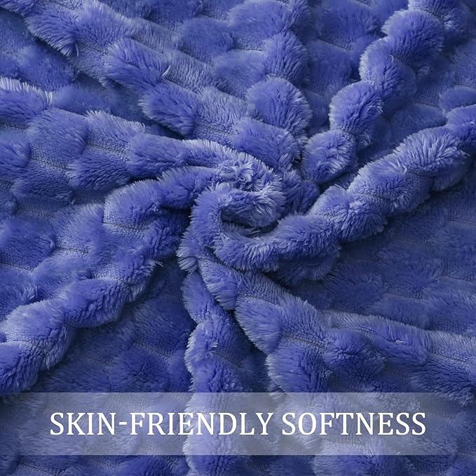 Exclusivo Mezcla Fleece Throw Blanket for Couch, Extra Large Fuzzy Cobalt Blue Bed Blankets, Soft Cozy Plush Sofa Throws for All Seasons, 50x60 Inches