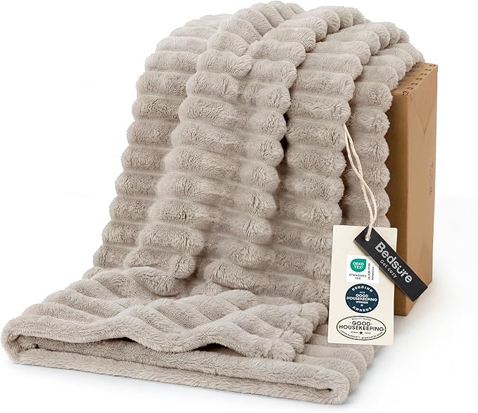 Bedsure GentleSoft Light Brown Fleece Blanket for Couch - Cozy Soft Blankets for Women, Cute Small Throws for Girls, 60x80 Inches