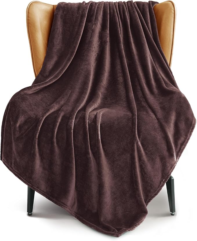 Exclusivo Mezcla Fleece Coffee Throw Blanket for Couch, Sofa, Super Soft and Warm Blankets, All Season, Cozy, Plush, Lightweight, 50x60 Inches