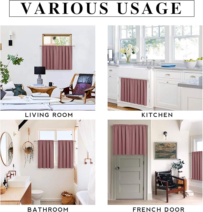 RYB HOME Large Blackout Curtains for Bedroom 84 inches Long 2 Panels Set, Privacy Thermal Insultaed Sunlignt Heat Blocking Drapes for Sliding Patio Door, Width 70 by Length 84, Dusty Rose
