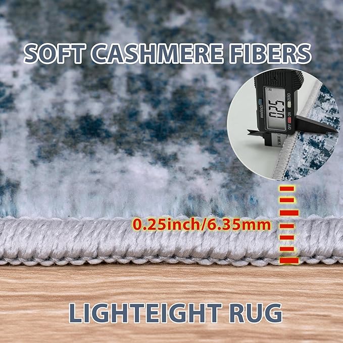 5x7 Area Rugs for Living Room Rug Washable: Abstract Rug for Dining Room Bedroom Carpet Non Slip 5 by 7 Indoor Modern Nursery Home Office Navy Grey