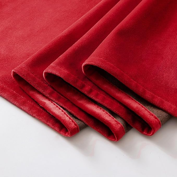 MIULEE Christmas Red Velvet Curtains Elegant Grommet Curtains Thermal Insulated Soundproof Room Darkening Black Out Curtains/Drapes for Classical Living Room Bedroom Decor 52 x 108 Inch Set of 2