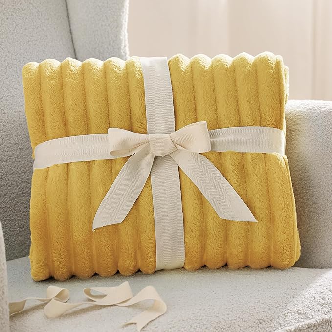 Bedsure GentleSoft Yellow Throw Blanket for Couch - Super Soft Cozy Blankets for Women, Cute Small Blanket for Girls, 50x70 Inches