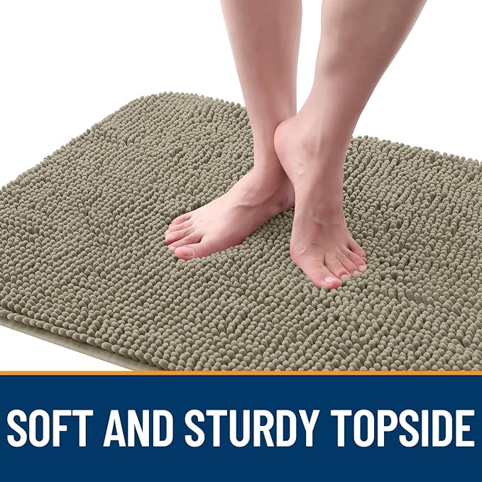 OLANLY Dog Door Mat for Muddy Paws 70x24, Absorbs Moisture and Dirt, Absorbent Non-Slip Washable Doormat, Quick Dry Chenille Mud Mat, Entry Indoor Entryway Carpet for Inside Floor, Warm Taupe
