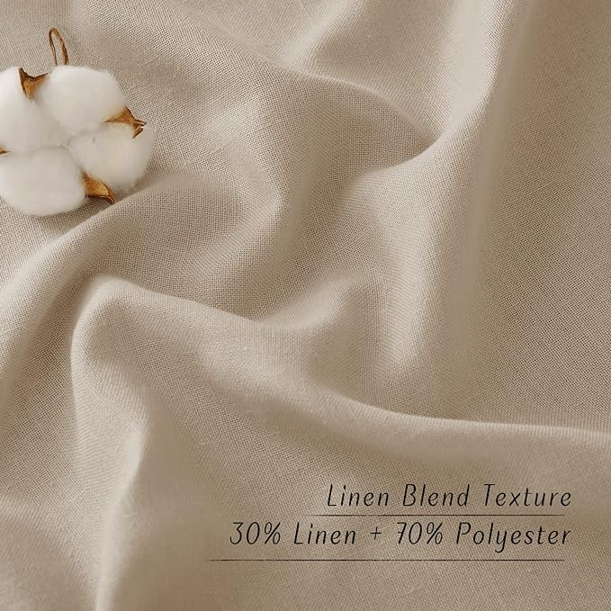 NICETOWN Rustic Linen 96 inch Long Curtains for Living Room, Grommet Privacy Added Thick Linen Weave with Light Filter Window Curtains & Drapes for Bedroom, Taupe, W42 x L96, 2 Panels