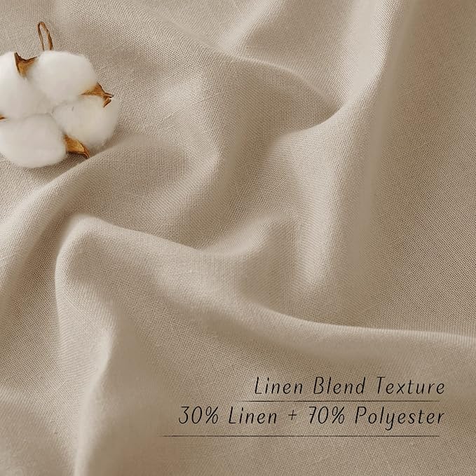 NICETOWN Taupe Thick Linen Curtains 72" Length, Grommet Privacy Window Treatments Linen Weave with Light Penetration Vertical Drapes for Farmhouse/Home Office, W42 x L72, 2 Panels