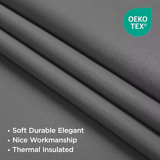 Joydeco Blackout Curtains 90 Inch Length 2 Panels Set, Thermal Insulated Long Curtains& Drapes 2 Burg, Room Darkening Grommet Drapes for Bedroom Living Room Window (Light Grey, W52 x L90 Inch)