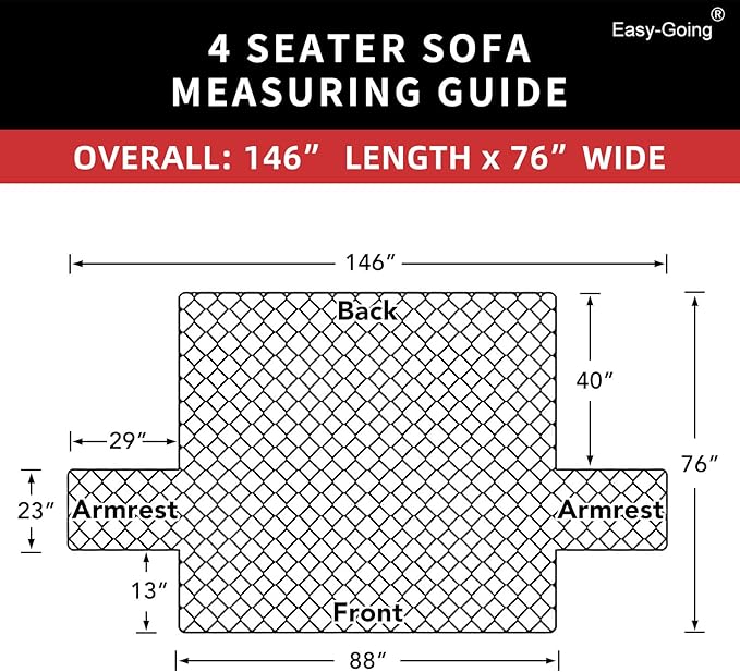 Easy-Going 4 Seater Sofa Slipcover Reversible Sofa Cover Water Resistant Couch Cover with Foam Sticks Elastic Straps Furniture Protector for Pets Children Dog Cat (XX-Large, PeacockBlue/Beige)