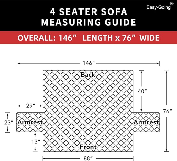 Easy-Going 4 Seater Sofa Slipcover Reversible Sofa Cover Water Resistant Couch Cover with Foam Sticks Elastic Straps Furniture Protector for Pets Children Dog Cat (XX-Large, Darkgray/Beige)