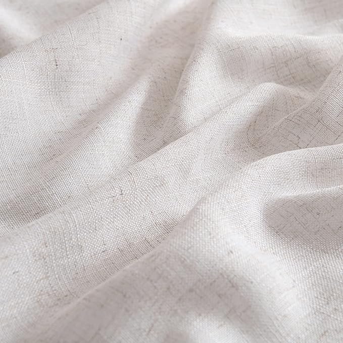 MIULEE White Linen Curtains 63 Inch Length 2 Panels for Bedroom Living Room, Soft Thick Linen Textured Natural Window Drapes Semi Sheer Light Filtering Back Tab Rod Pocket Burlap Look Decor