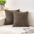 Pack of 2 Corduroy Decorative Throw Pillow Covers 22x22 Inch Soft Striped Pillow Covers Modern Farmhouse Home Decor for Sofa Living Room Couch Bed（Green）