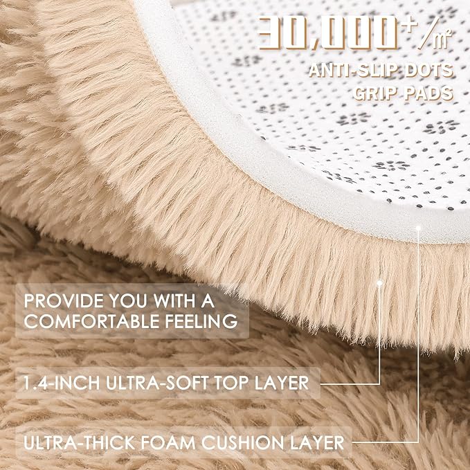OLANLY 5x7 Machine Washable Large Area Rugs for Living Room, Bedroom, Soft Fluffy Shaggy Bedside Rug, Indoor Floor Carpet for Kids Girls and Boys, Dorms, Nursery, Home Decor Aesthetic, Beige