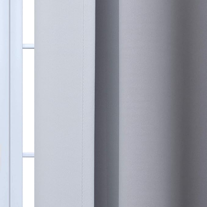 Yakamok 72 Inch Length Black and Greyish White Ombre Curtains, Light Blocking Gradient Color Curtains, Room Darkening Thermal Insulated Grommet Window Drapes for Bedroom (2 Panels, 52x72 Inch)